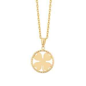 Zawieszka złota koniczynka w kole