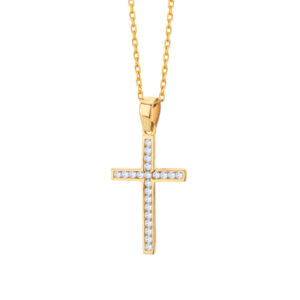 Zawieszka złota krzyż z cyrkoniami