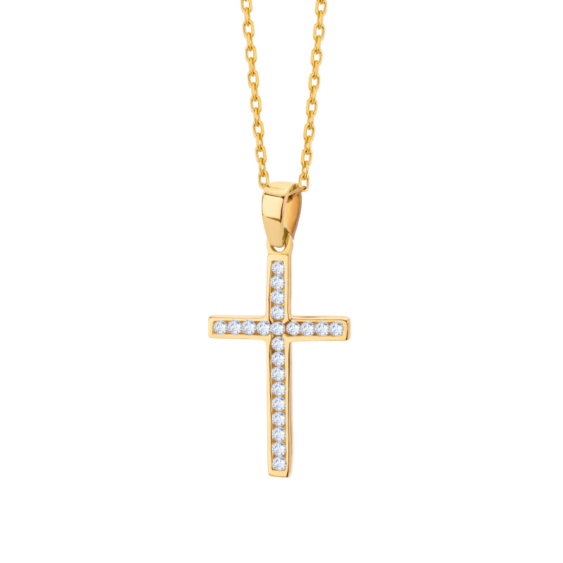 Zawieszka złota krzyż z cyrkoniami Zawieszka złota krzyż z cyrkoniami
