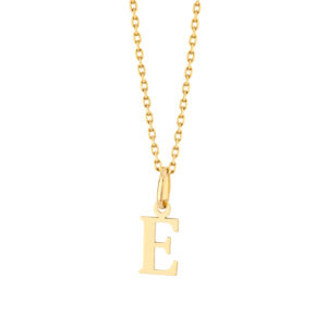 Zawieszka złota litera E – 1 cm