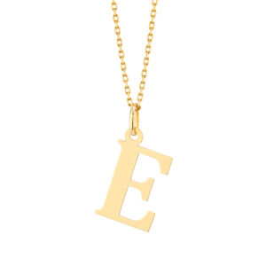 Zawieszka złota litera E – 2 cm