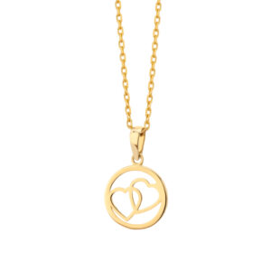 Zawieszka złota okrągła dwa serca