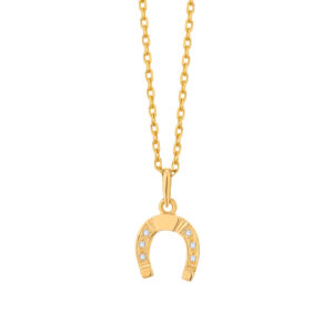 Zawieszka złota podkowa z cyrkoniami