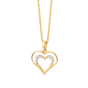 Zawieszka złota podwójne serce z cyrkoniami