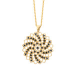 Zawieszka złota rozeta z czarnymi cyrkoniami