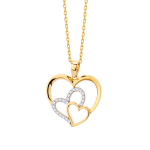 Zawieszka złota serca z cyrkoniami