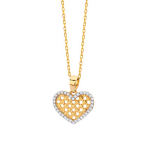 Zawieszka złota serce ażurowe z cyrkoniami