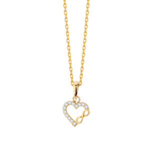 Zawieszka złota serce nieskończoność i cyrkonie