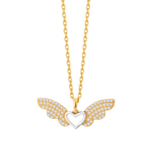 Zawieszka złota serce ze skrzydłami