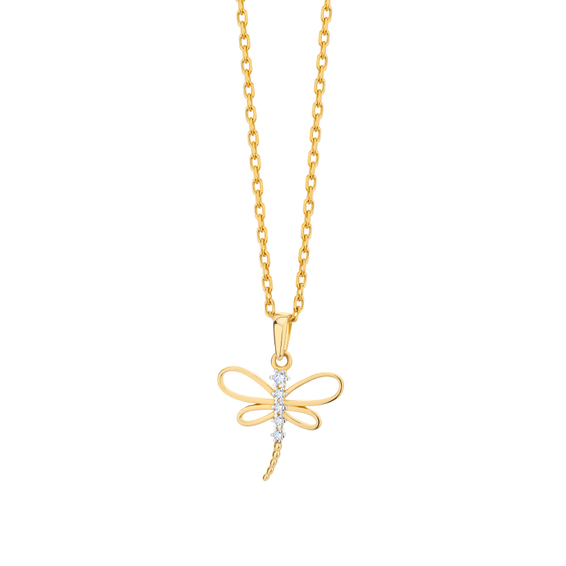 Zawieszka złota ważka z cyrkoniami Zawieszka złota ważka z cyrkoniami