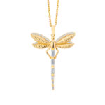 Zawieszka złota ważka z cyrkoniami