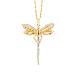 Zawieszka złota ważka z cyrkoniami