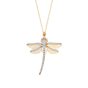 Zawieszka złota ważka z cyrkoniami