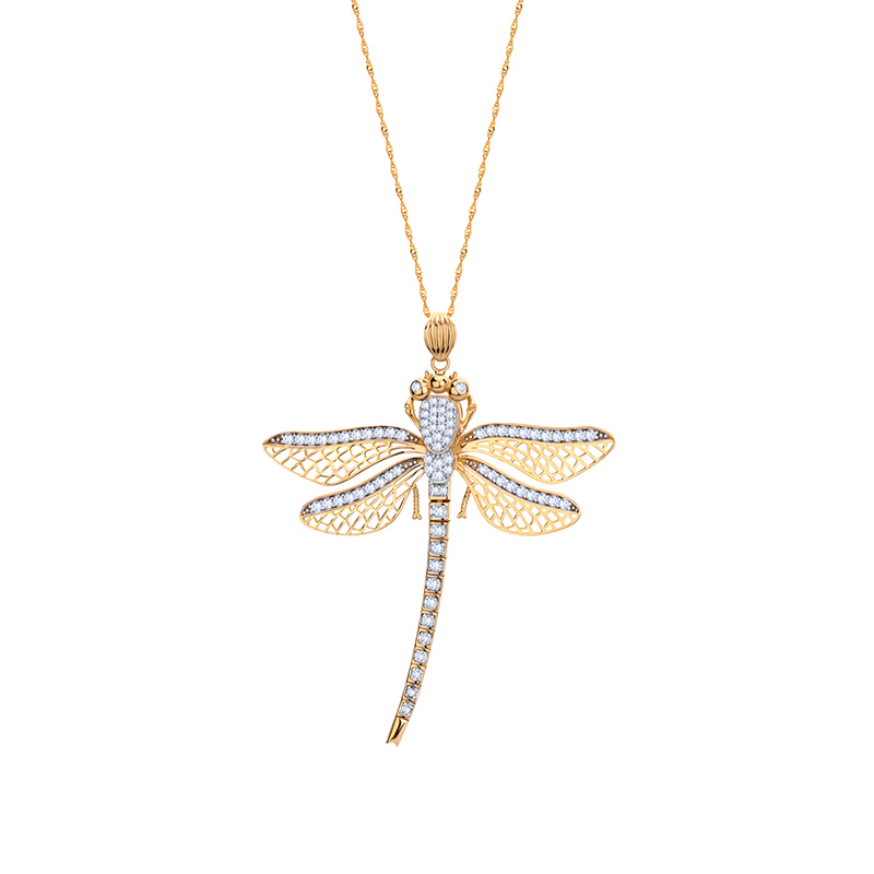 Zawieszka złota ważka z cyrkoniami Zawieszka złota ważka z cyrkoniami