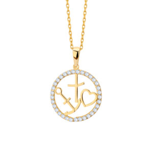 Zawieszka złota wiara nadzieja miłość z cyrkoniami