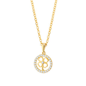 Zawieszka złota z cyrkoniami i koniczynką