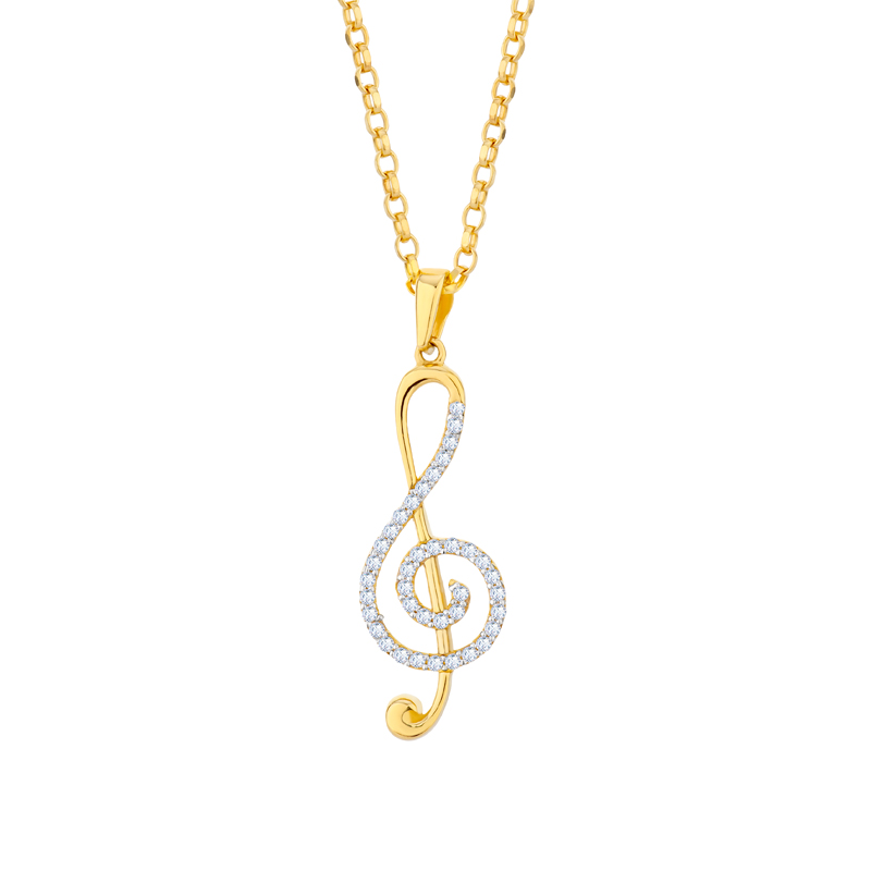 Zawieszka złota z cyrkoniami – klucz wiolinowy Zawieszka złota z cyrkoniami – klucz wiolinowy