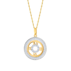 Zawieszka złota – zegar z cyrkoniami