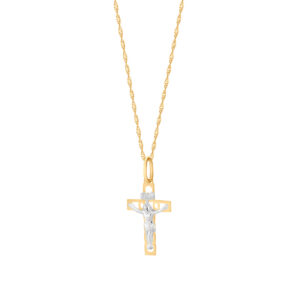 Złoty krzyżyk z białym złotem
