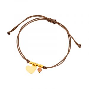 Bransoletka pozłacana brązowy sznurek