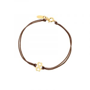 Bransoletka pozłacana brązowy sznurek
