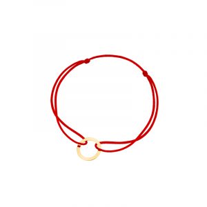 Bransoletka pozłacana czerwony sznurek