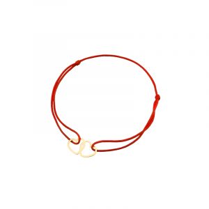 Bransoletka pozłacana czerwony sznurek