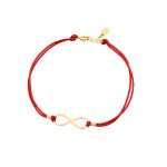 Bransoletka pozłacana czerwony sznurek