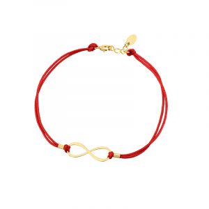Bransoletka pozłacana czerwony sznurek