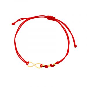 Bransoletka pozłacana czerwony sznurek