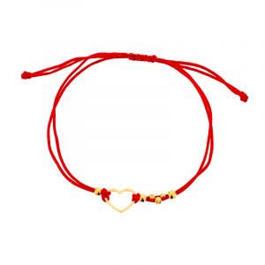 Bransoletka pozłacana czerwony sznurek