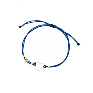 Bransoletka pozłacana granatowy sznurek