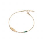 Bransoletka pozłacana liść ze spinelami