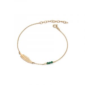 Bransoletka pozłacana liść ze spinelami