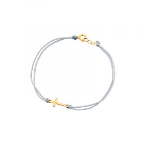 Bransoletka pozłacana szary sznurek