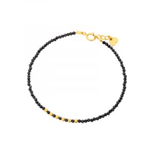 Bransoletka pozłacana z czarnych spineli