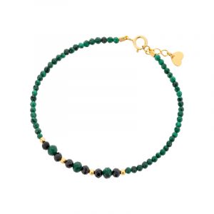 Bransoletka pozłacana z malachitów i spineli