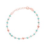 Bransoletka pozłacana z niebieskimi koralikami