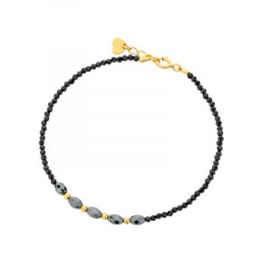 Bransoletka pozłacana ze spineli i hematytów