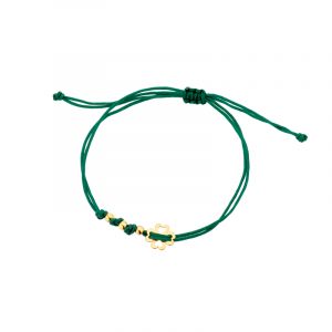 Bransoletka pozłacana zielony sznurek