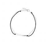 Bransoletka srebrna blaszka na sznurku