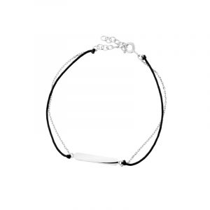 Bransoletka srebrna blaszka na sznurku