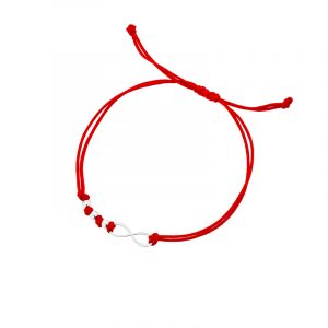 Bransoletka srebrna czerwomy sznurek
