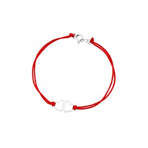 Bransoletka srebrna czerwony sznurek