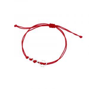 Bransoletka srebrna czerwony sznurek