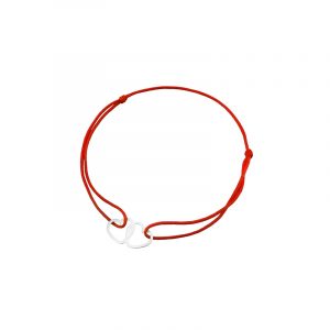 Bransoletka srebrna czerwony sznurek
