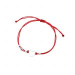 Bransoletka srebrna czerwony sznurek