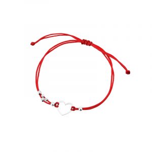 Bransoletka srebrna czerwony sznurek