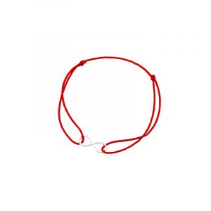 Bransoletka srebrna czerwony sznurek