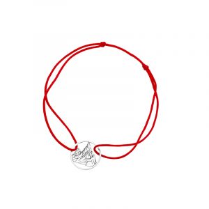 Bransoletka srebrna czerwony sznurek